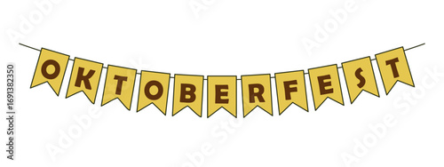 Oktoberfest banner, hanging lettering garland, window decoration for German festival, vector illustration