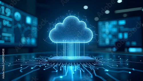 Digital Cloud Computing Technology with Data Network Visualization
