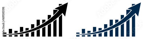 Graph diagram up icon, arrow icon for business growth isolated on white background. Business growth graph icon. Profit chart with arrow up. graph, diagram, growth, up, vector