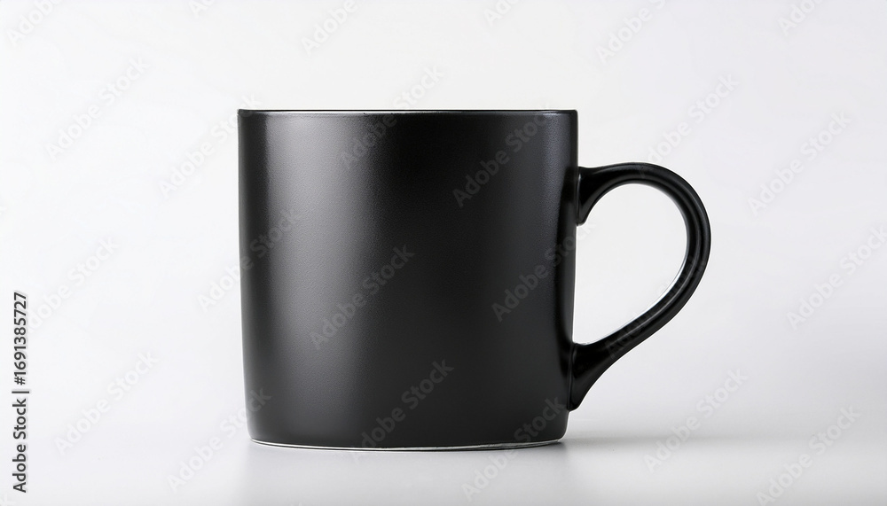 Fototapeta premium A Plain Black Mug On A White Background