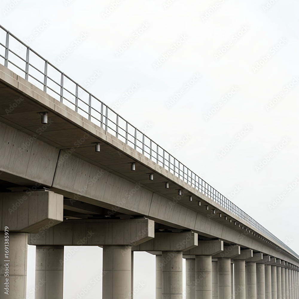 Obraz premium Modern Elevated Concrete Bridge with Pillars