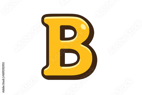 Letter B from the cheese alphabet. Cartoon food font for children. Funny comical dairy typography design element. Yellow cheesy vector character symbol for education.