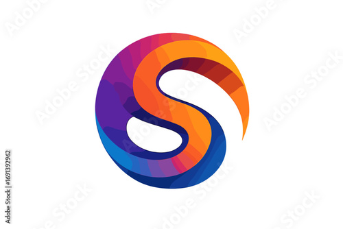 Letter S logo design template. Abstract circular vector icon. Vibrant gradient 3D symbol for business, technology, or corporate identity. Creative round branding element.