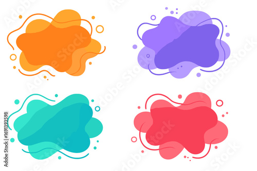 Set of abstract liquid shapes. Colorful modern gradient banners. Dynamic fluid amoeba forms for logo, poster, web design. Vector graphic elements collection background.