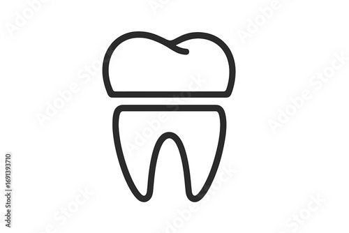 Dental crown thin line icon. Tooth restoration, implant concept. Dentistry, stomatology symbol. Oral health care. Medical vector illustration for dentist clinic, web, app, logo.