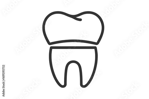 Dental crown line icon. Tooth restoration and implant symbol. Dentistry, stomatology concept. Oral care, dental treatment, veneer pictogram for clinic logo. Vector illustration.