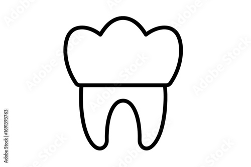Dental crown outline icon. Tooth implant, prosthesis symbol. Dentistry, stomatology concept. Oral health care sign. Vector linear pictogram for dentist clinic, web, app.