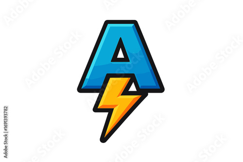 Letter A thunder logo design. Electric power flash symbol. Modern initial A with lightning bolt icon for energy company. Creative alphabet logotype vector illustration.
