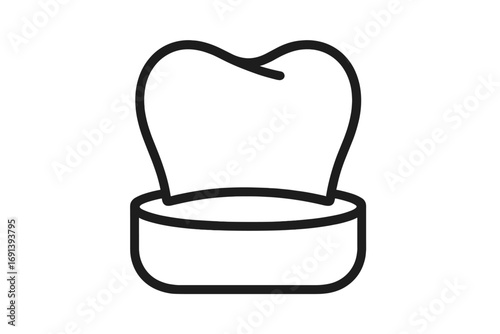 Dental crown outline vector icon. Tooth implant and restoration symbol. Stomatology and dentistry concept for clinic logo. Oral health, dental treatment graphic design.