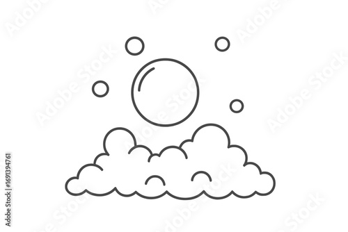 Bubble and foam vector icon. Soap suds and fizz thin line illustration. Water lather for washing or cleaning concept. Simple cartoon drawing with transparent background.
