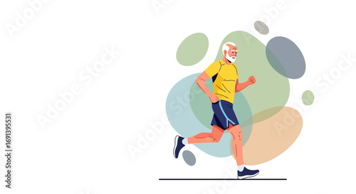 Active Senior Citizen Jogging Healthy Aging Fitness Illustration