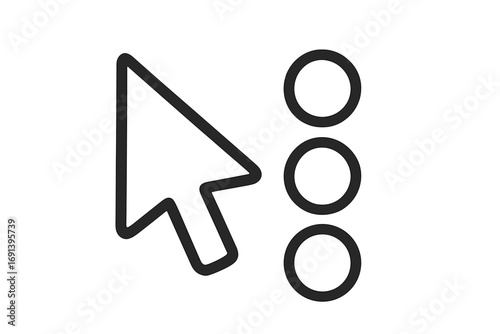 Cursor arrow pointer selecting an option from a list. Choice and selection concept for UI UX design. Vector line icon for website, app, poll or survey. Click menu symbol.