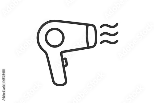 Hair dryer line icon. Blow dryer vector symbol. Simple outline pictogram for web and graphic design. Hairdressing salon, beauty, and grooming concept. Hot air appliance sign.