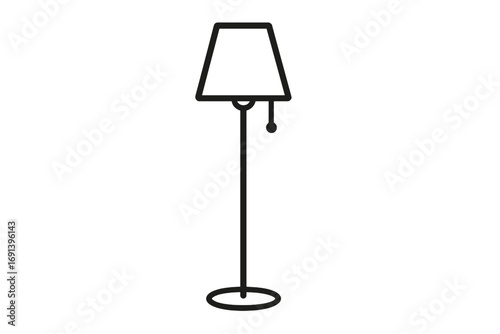 Floor lamp line icon vector. Minimalist home decor element. Simple isolated standard lamp illustration for interior design. Outline furniture light pictogram for web, apps.