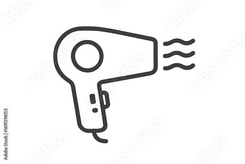 Hair dryer line icon. Simple blow dryer pictogram. Hair care, beauty, and hairdressing salon concept. Hair styling tool symbol. Vector illustration for web and mobile apps.