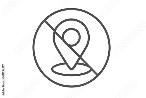 Magnet prohibition symbol linear illustration, thin line vector icon, magnetic force restriction sign, no magnet allowed, simple cartoon style, transparent background, ordered set