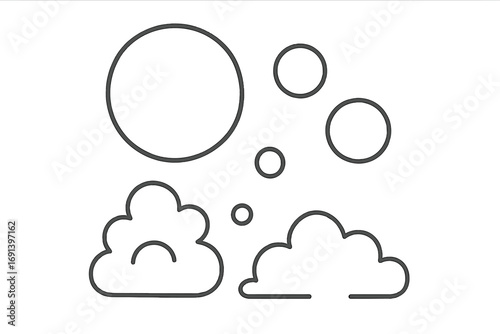 Bubble and foam line icon set. Simple soap suds and fizzy water outline. Vector cartoon illustration for cleaning, washing, and hygiene. Minimalist design elements.