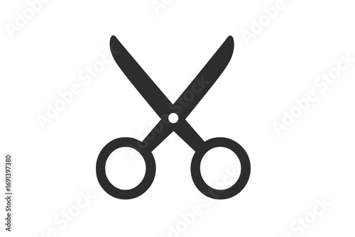 Minimalistic scissors icon vector illustration, simple black scissor symbol for web design, graphic projects, apps, banners, social media, and card design, transparent background