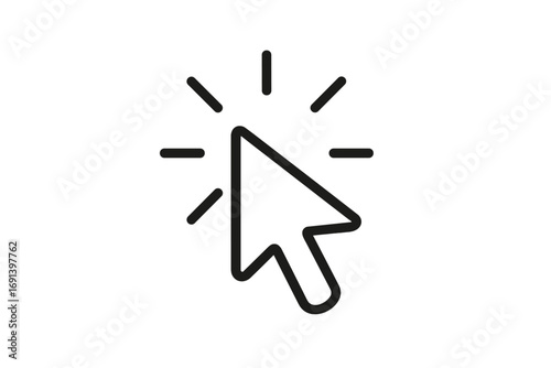 Click cursor pointer arrow icon. Web line symbol for website and internet. Minimalist select button for app interface. Vector illustration for graphic design and user navigation.