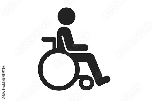 Wheelchair user icon. International Symbol of Access. Person with disability pictogram. Disabled people sign. Handicap, invalid, patient concept. Medical and health care logo.