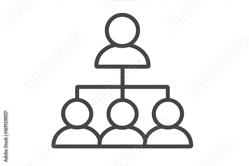 Hierarchy icon of a business team structure. Organizational chart symbol with a leader and employees. Vector graphic for management, leadership, and corporate workflow.