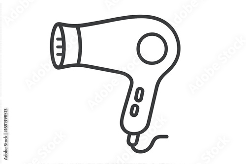 Hair dryer outline line icon. Simple vector illustration for hairdressing, salon, and beauty concepts. Blow dryer pictogram for web design, apps, and graphic elements.