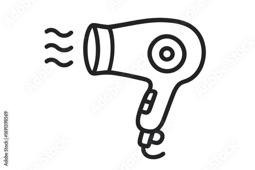 Hair dryer line icon. Blow dryer vector illustration. Hairdressing tool symbol. Beauty salon equipment sign. Hair care appliance for drying and styling. Hot air blowdryer.