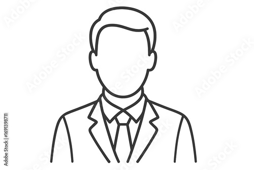 Businessman user profile avatar line icon. Male person silhouette. Man in suit and tie. Office worker, employee, manager symbol. Anonymous faceless character vector.