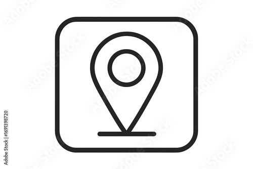 Map pin location icon. GPS navigation pointer symbol. Address marker for web and app design. Outline destination sign. Vector geo position tag. Geolocation point of interest.