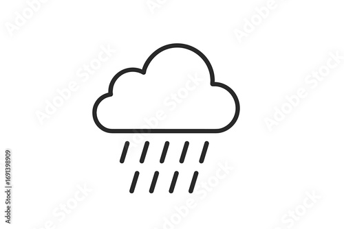 Rain and cloud icon. Weather concept illustration for meteorology forecast. Minimalist line art sign for web and mobile app. Storm, rainy season, downpour symbol vector.