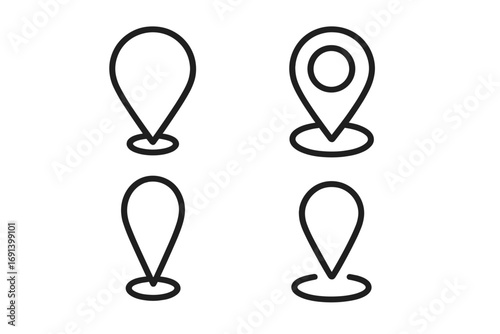 Map pin line icon set. Location marker symbol for navigation and GPS. Destination pointer for travel and route finding. Modern outline style vector for web and app design.