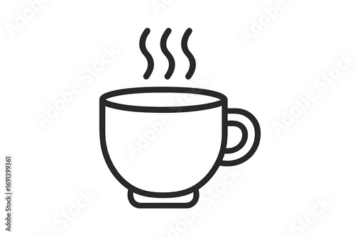 Coffee cup line icon. Hot tea mug with steam vector pictogram. Simple outline symbol for cafe menu, morning drink, or coffee break. Minimalist beverage illustration.