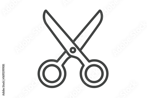 Scissors outline linear icon with transparent background for graphic design, web apps, advertisements, cutting tool symbol, cartoon style vector illustration set
