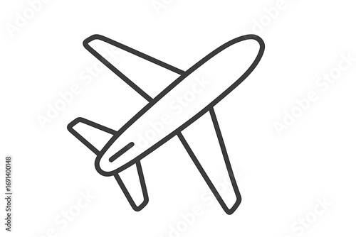 Airplane icon outline, plane silhouette vector, aviation symbol for graphic design, web apps, adverts, transport concept, clean simple flight illustration, transparent background