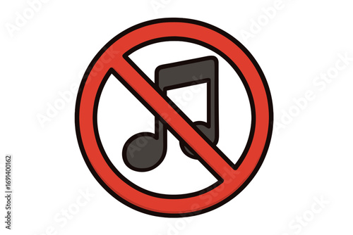 Sound prohibited icon with red line, mute symbol vector illustration for apps, websites, cards, and digital media, transparent background, noise restriction concept, audio off sign