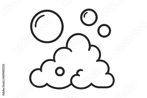 Thin line icon of bubbles and foam, vector cartoon illustration with transparent background, graphic design concept, clean soap foam bubbles, minimalistic app icon set