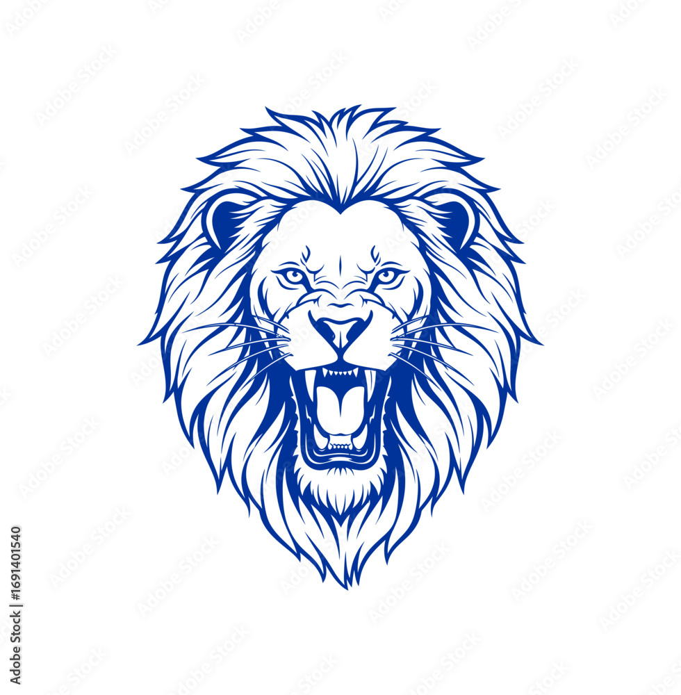 Obraz premium Roaring lion head symbol of power courage strength and leadership