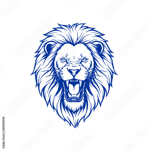 Roaring lion head symbol of power courage strength and leadership