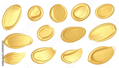Gold paint strokes on white background