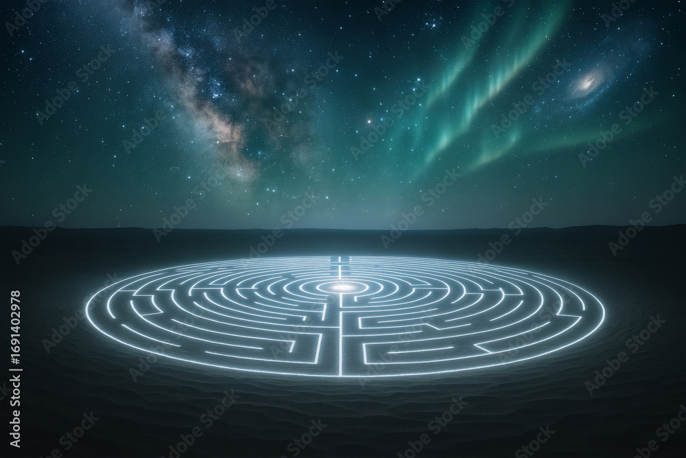 Fototapeta premium Circular Maze under Galaxy