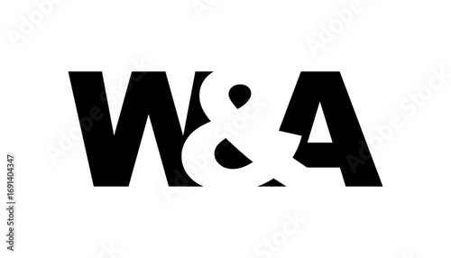 WA logo design in bold style. Black white identity symbol. Modern typography emblem. Corporate branding icon.