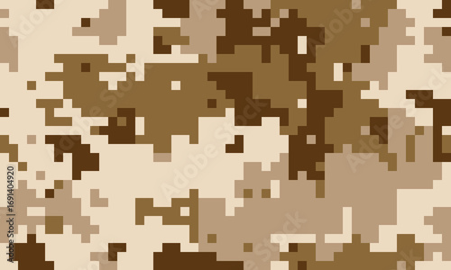 Abstract digital camouflage pattern in earthy tones.  Ideal for backgrounds, textiles, or militarythemed designs.