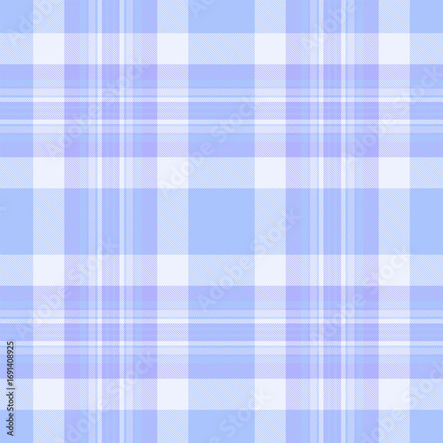 Comfort seamless textile pattern, october check vector fabric. Stroke tartan texture background plaid in blue and white colors.