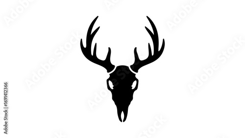 Black silhouette of a deer skull with large antlers 1.