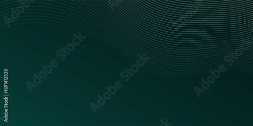 Abstract wave green line and dark green pattern background.