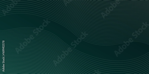 Abstract wave green line and dark green pattern background. Digital technology concept.