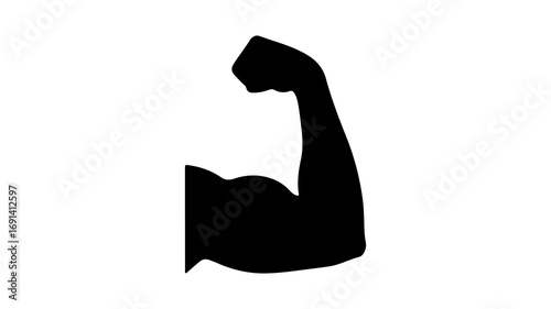 Black silhouette of a muscular human arm flexing bicep.