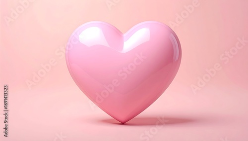 A glossy pink heart on a soft pink background