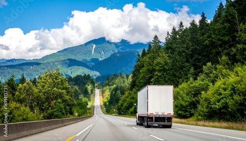 Highway truck on mountain road