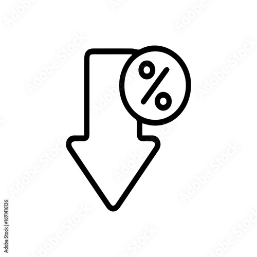 Rate reduction concept icon